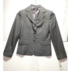 Kasper Suit Women Size 8 Gray Button Front Long Sleeve Coat Blazer Separates